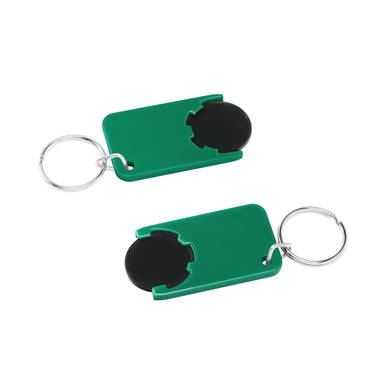 Shopping cart coin keychain - Black, green
