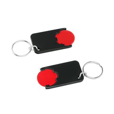Shopping cart coin keychain - Red, black