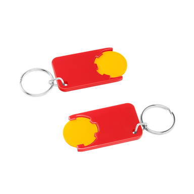Shopping cart coin keychain - Yellow, red