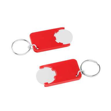 Shopping cart coin keychain - White, red