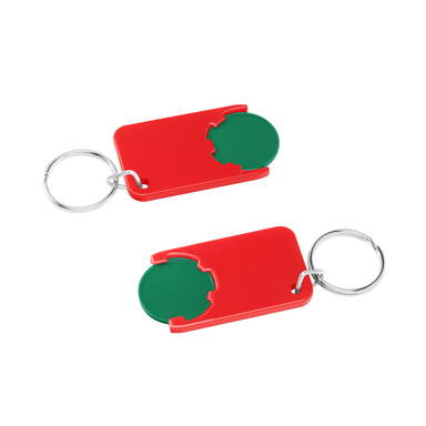 Shopping cart coin keychain - Green, red