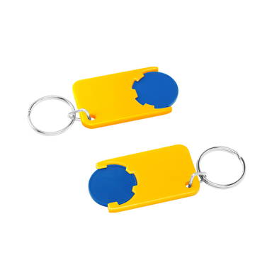 Shopping cart coin keychain - Blue, yellow