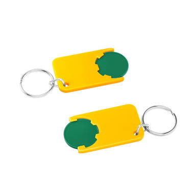 Shopping cart coin keychain - Green, yellow