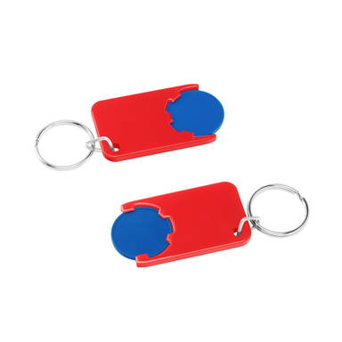 Shopping cart coin keychain - Blue, red