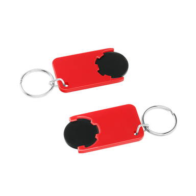 Shopping cart coin keychain - Black, red