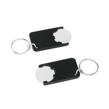 Shopping cart coin keychain - White, black