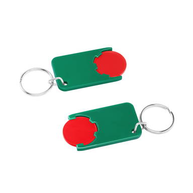 Shopping cart coin keychain - Red, green