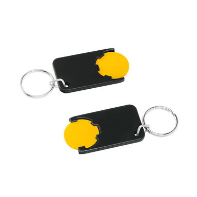 Shopping cart coin keychain - Yellow, black