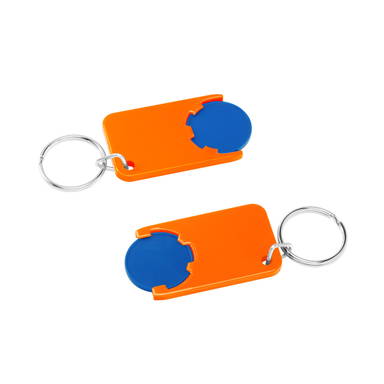 Shopping cart coin keychain - Blue, orange