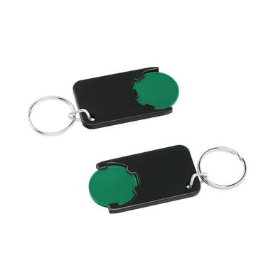 Shopping cart coin keychain - Green, black