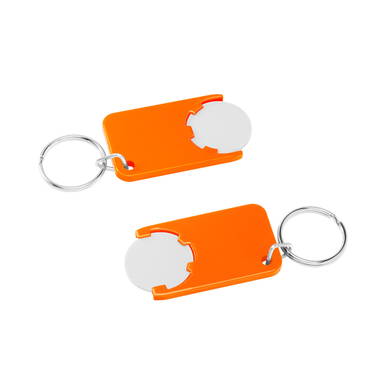 Shopping cart coin keychain - White, orange