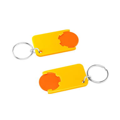 Shopping cart coin keychain - Orange, yellow