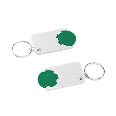 Shopping cart coin keychain - Green, white