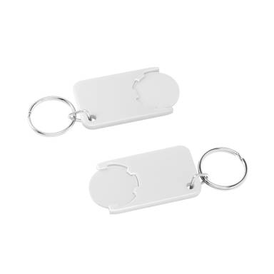Shopping cart coin keychain - White, white
