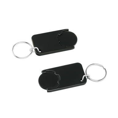 Shopping cart coin keychain - Black, black