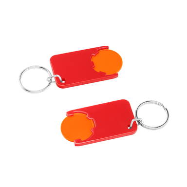 Shopping cart coin keychain - Orange, red