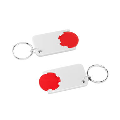 Shopping cart coin keychain - Red, white