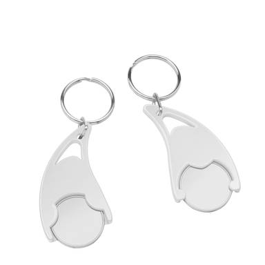 Epsilon shopping trolley coin keyring - White, white