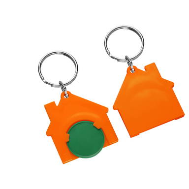 Porte-clés jeton de caddie maison - Vert, orange