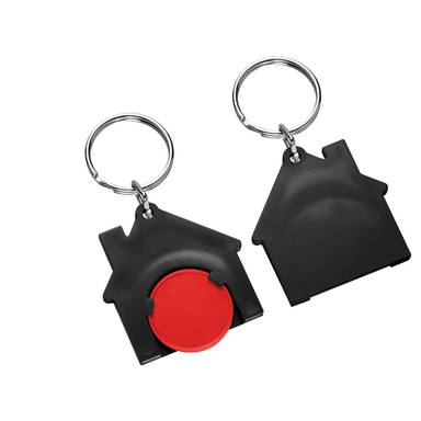 Porte-clés jeton de caddie maison - Rouge, noir