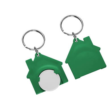 Porte-clés jeton de caddie maison - Blanc, vert