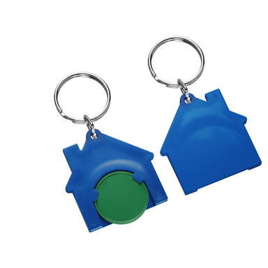 Porte-clés jeton de caddie maison - Vert, bleu