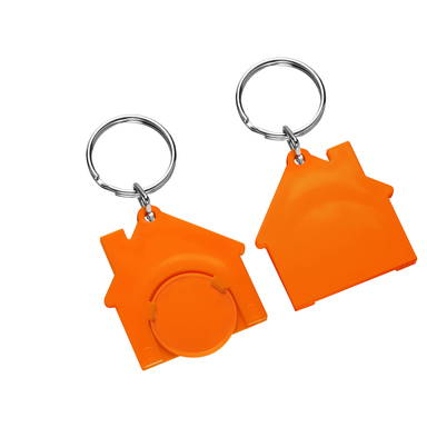 Porte-clés jeton de caddie maison - Orange, orange