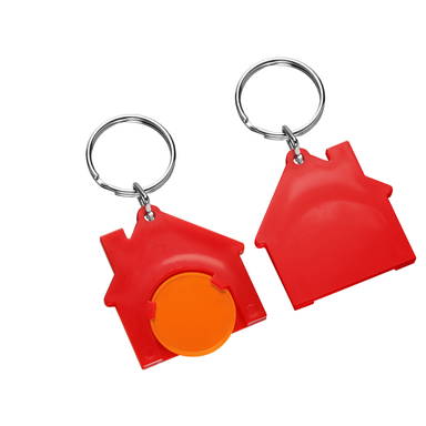 Porte-clés jeton de caddie maison - Orange, rouge