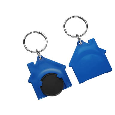 Porte-clés jeton de caddie maison - Noir, bleu