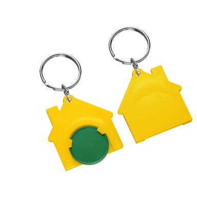 Porte-clés jeton de caddie maison - Vert, jaune
