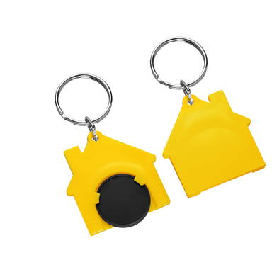 Porte-clés jeton de caddie maison - Noir, jaune