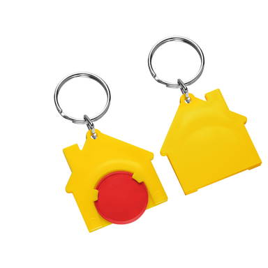 Porte-clés jeton de caddie maison - Rouge, jaune