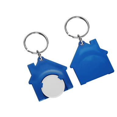 Porte-clés jeton de caddie maison - Blanc, bleu