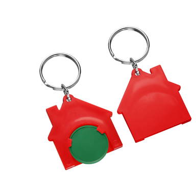 Porte-clés jeton de caddie maison - Vert, rouge