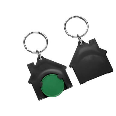 Porte-clés jeton de caddie maison - Vert, noir