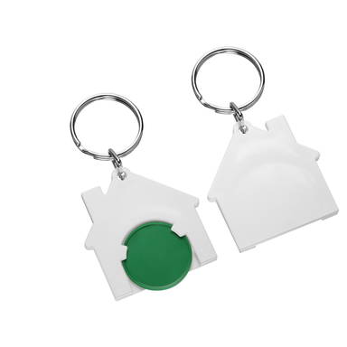 Porte-clés jeton de caddie maison - Vert, blanc