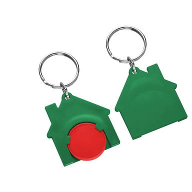 Porte-clés jeton de caddie maison - Rouge, vert