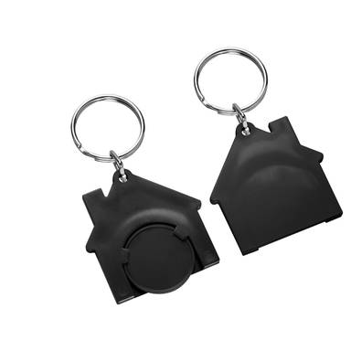 Porte-clés jeton de caddie maison - Noir, noir