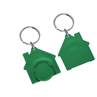 Porte-clés jeton de caddie maison - Vert, vert