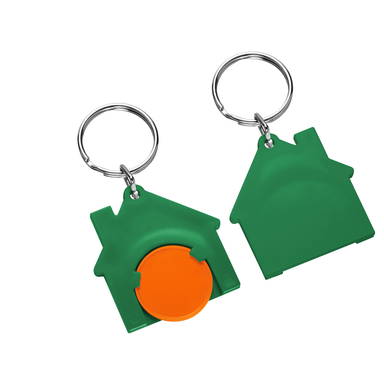 Porte-clés jeton de caddie maison - Orange, vert