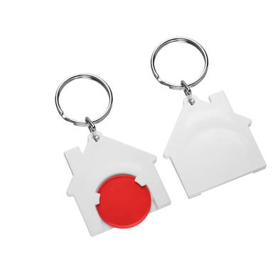 Porte-clés jeton de caddie maison - Rouge, blanc