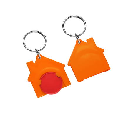 Porte-clés jeton de caddie maison - Rouge, orange
