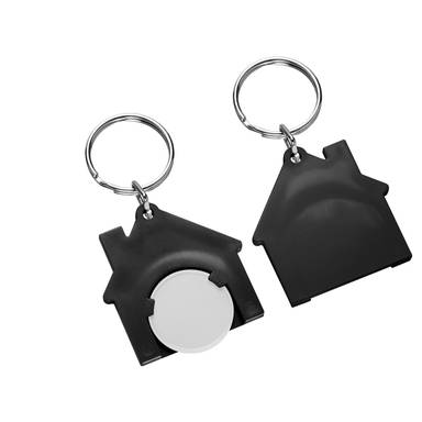 Porte-clés jeton de caddie maison - Blanc, noir