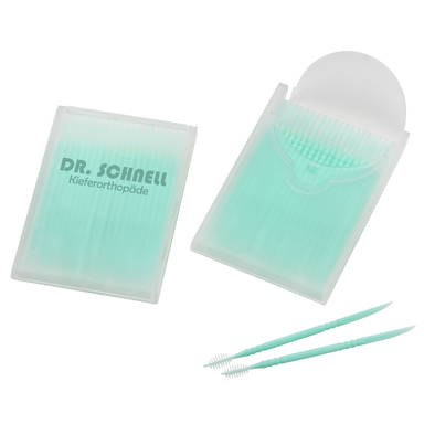 Cure-dents avec brossette - Verre dépoli, vert