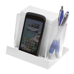 Memobox mit Kugelschreiberhalter und Telefonhalter