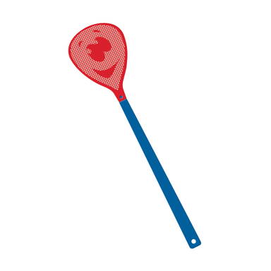 Vliegenmepper gezicht - Blauw, rood