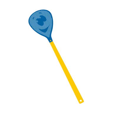 Vliegenmepper gezicht - Geel, blauw