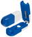 Pillendoosje tabletvorm met pillensplijter 85 x 32 x 19 mm - Wit, blauw