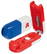Pillendoosje tabletvorm met pillensplijter 85 x 32 x 19 mm - Wit, rood