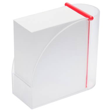 Stehende Memobox 107 x 54 x 107 mm - Milchglas transparent, rot